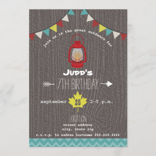 Invitación Camping Rojo Camping al aire libre Cumpleaños
