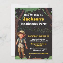 Invitación Camping Temático Aventura al Aire Libre Cumpleaños