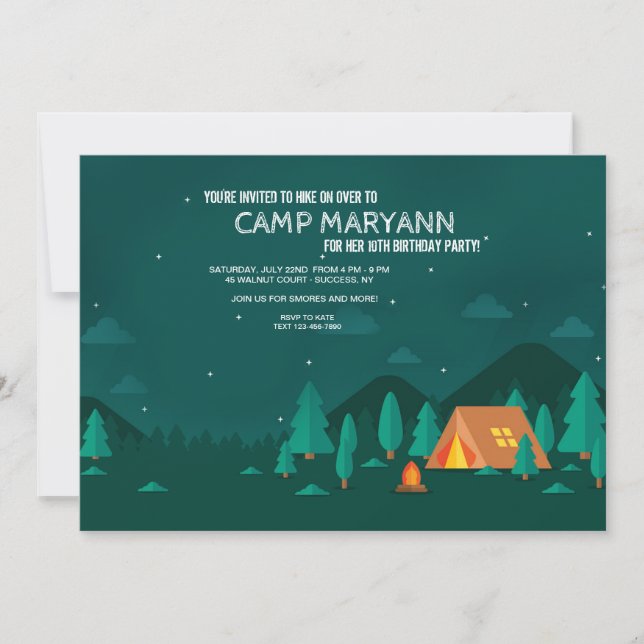 Invitación Camping Under the Stars Invitation (Anverso)