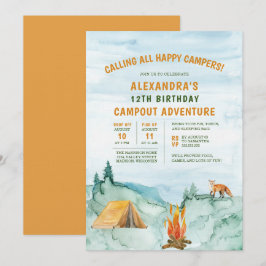 Invitación Camping Woodland Adventure Tent Campday Cumpleaños