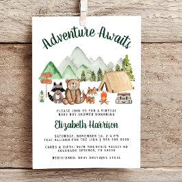 Invitación Camping Woodland Animals Virtual Baby Shower