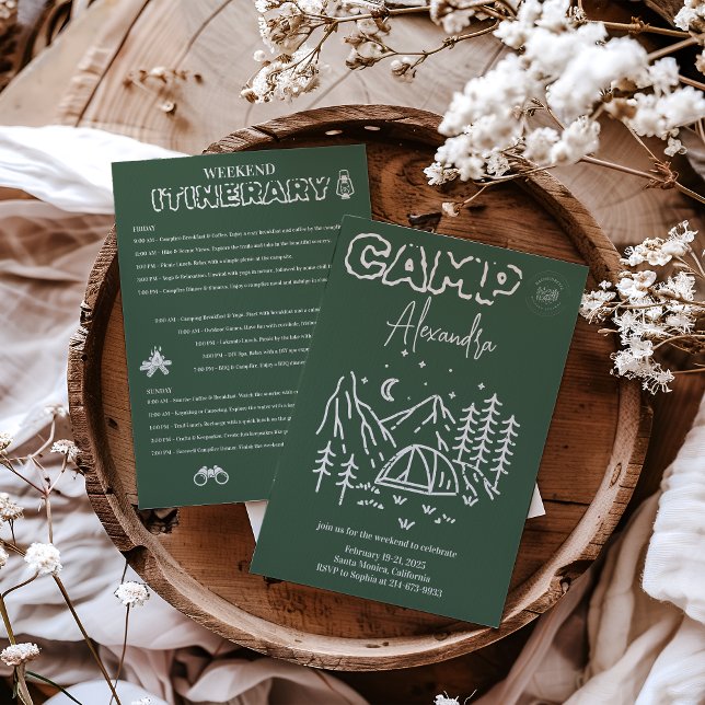 Invitación Campo Bachelorette Weekend Itinerario (Subido por el creador)