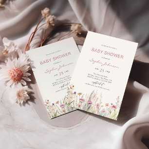 Invitación Campo de flores silvestres Baby Shower Acuarela Pr