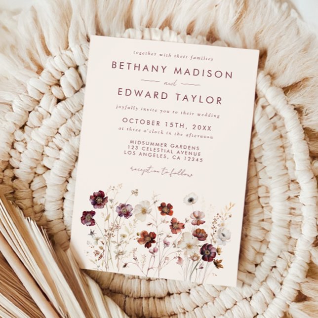 Invitación Campo de flores silvestres beige de otoño boda (Subido por el creador)