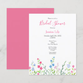 Invitación Campo de flores silvestres de acuarela mixta