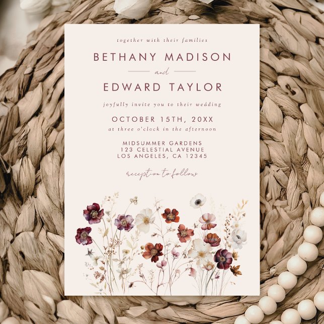 Invitación Campo de flores silvestres de otoño beige Boda (Subido por el creador)