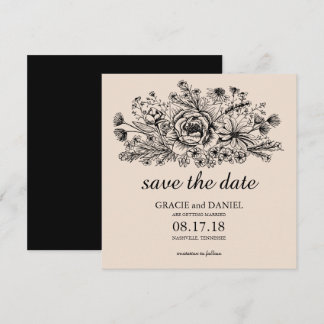 Invitación Campo de flores silvestres dibujadas a mano Grabad