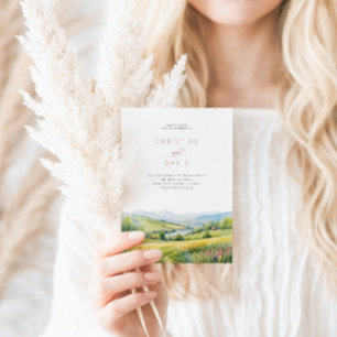 Invitación Campo De Flores Silvestres Y Montañas Boda Rústico