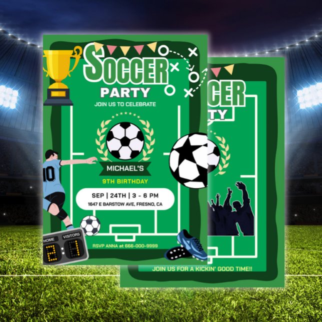 Invitación Campo de fútbol de fútbol de cumpleaños (Soccer birthday party invitation)
