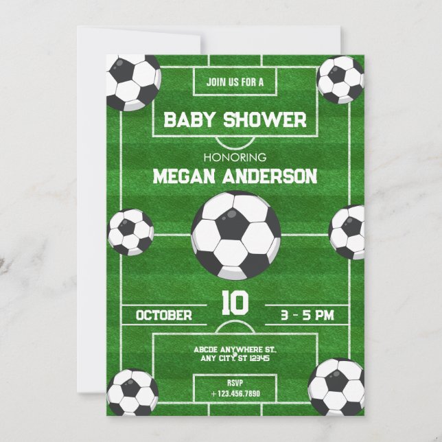 Invitación Campo de fútbol / Ducha de bebé de campo de fútbol (Anverso)