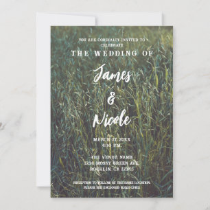 Invitación Campo de hierba verde bosque arbolado boda al aire
