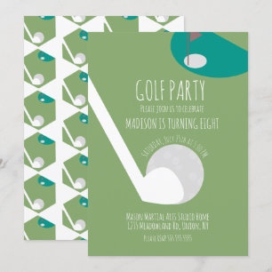 Invitación Campo de Minigolf Divertido para Fiesta de Cumplea