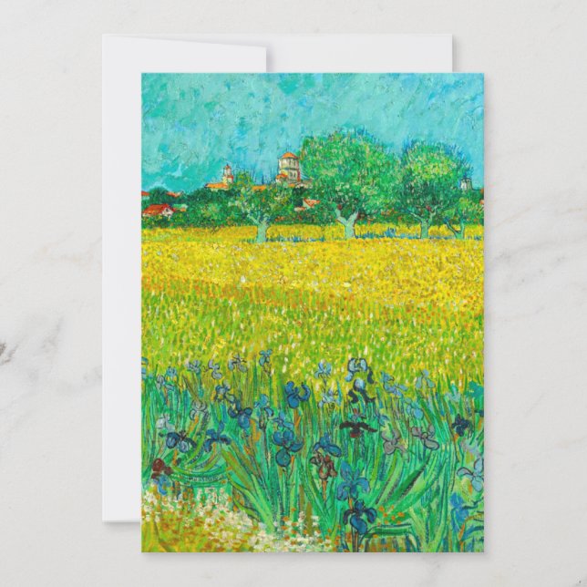 Invitación Campo de Van Gogh con Lirios Cerca de Arles (Anverso)