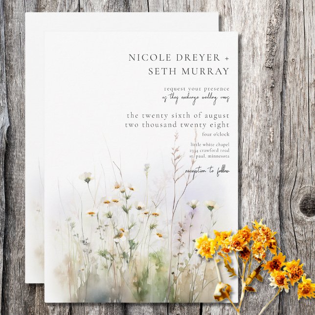 Invitación Campo de verano rústico de Boda de flores silvestr (Subido por el creador)