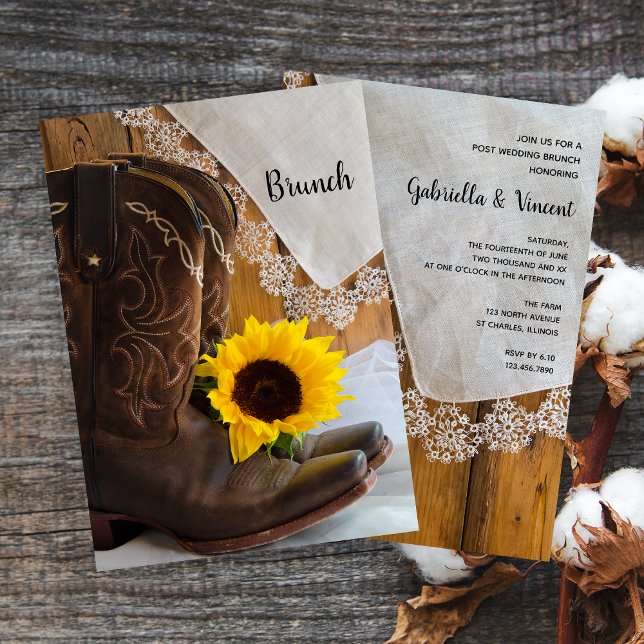 Invitación Campo Girasol Encaje Occidental Desayuno Tardío De (Subido por el creador)