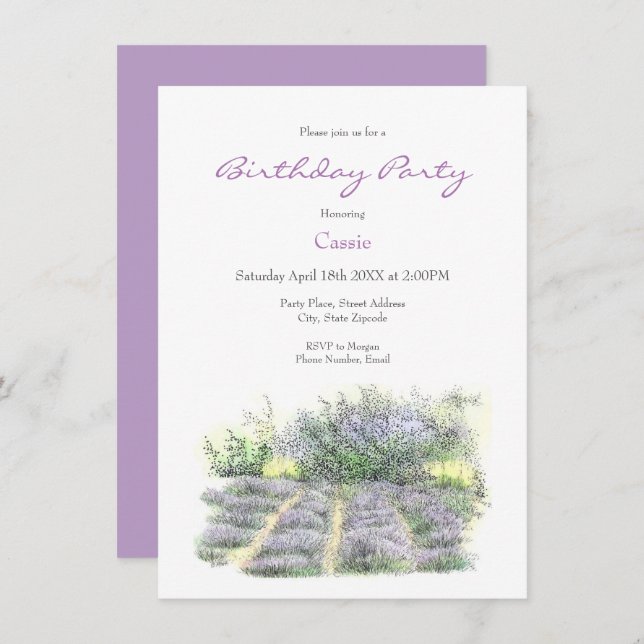 Invitación Campo Lavender (Anverso / Reverso)