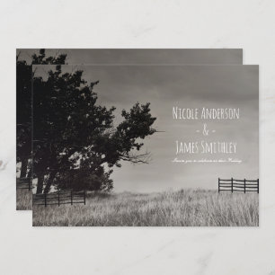 Invitación Campo Rústico Boda de campo blanco negro