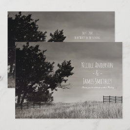 Invitación Campo Rústico de Campo Negro Blanco Boda de Campo