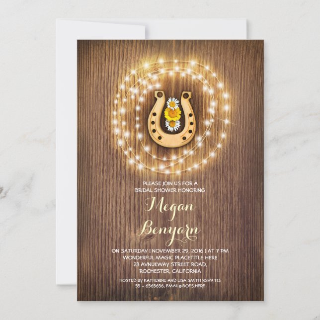 Invitación campo rústico y linda ducha de novia invita (Anverso)