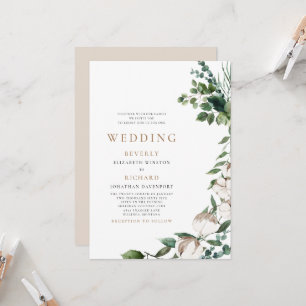 Invitación Campos de Algodón Marrón y Blanco Boda Sin Padres