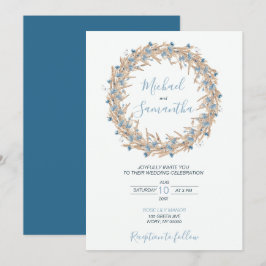 Invitación Campos de Boda Country Azul en Polvo