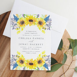 Invitación Campos de flores | Boda de girasol acuarela