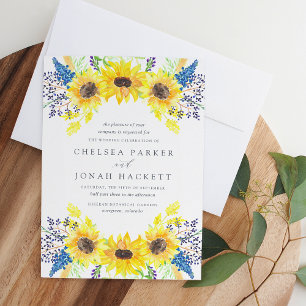 Invitación Campos de flores   Boda de girasol acuarela