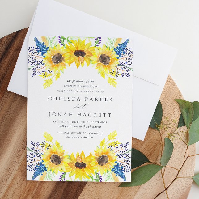 Invitación Campos de flores | Boda de girasol acuarela (Subido por el creador)