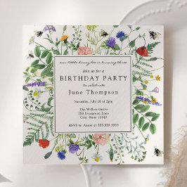 Invitación Campos de flores silvestres y abejas melíferas Cum
