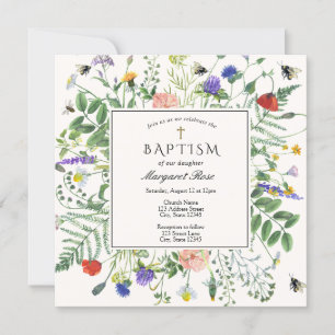 Invitación Campos de flores silvestres y bautismo de abejas m
