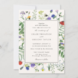 Invitación Campos de flores silvestres y Boda de abejas melíf
