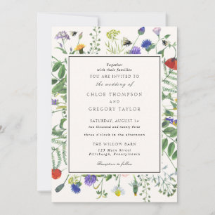 Invitación Campos de flores silvestres y Boda de abejas melíf