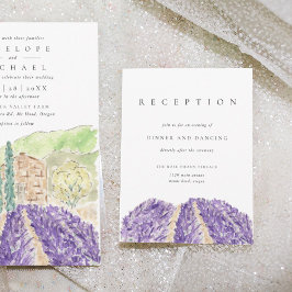 Invitación Campos de lavanda Gabinete de recepción de bodas