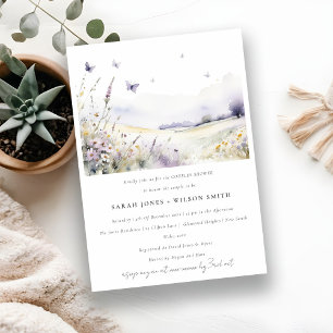 Invitación Campos de mariposa de flor silvestre Lilac Ducha