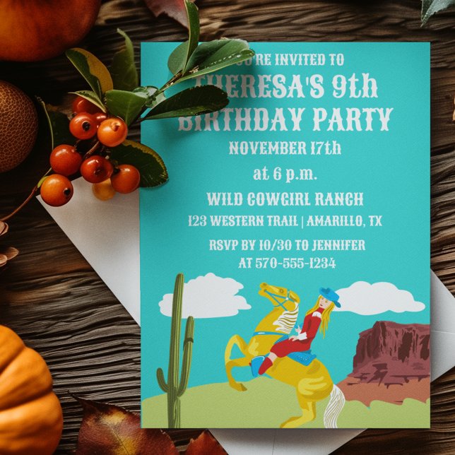 Invitación Campy Cowgirl occidental en cumpleaños de Personal (Subido por el creador)