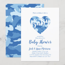 Invitación Camuflaje Blue Camo Baby Shower Country Boy