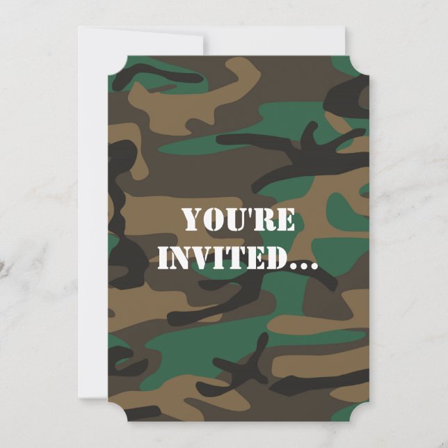 Invitación Camuflaje de Camo Militar de Brown Verde (Anverso)