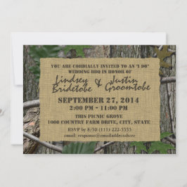 Invitación Camuflaje de Woodland y Burlap I Do Barbecuage