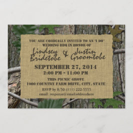 Invitación Camuflaje de Woodland y Burlap I Do Barbecuage