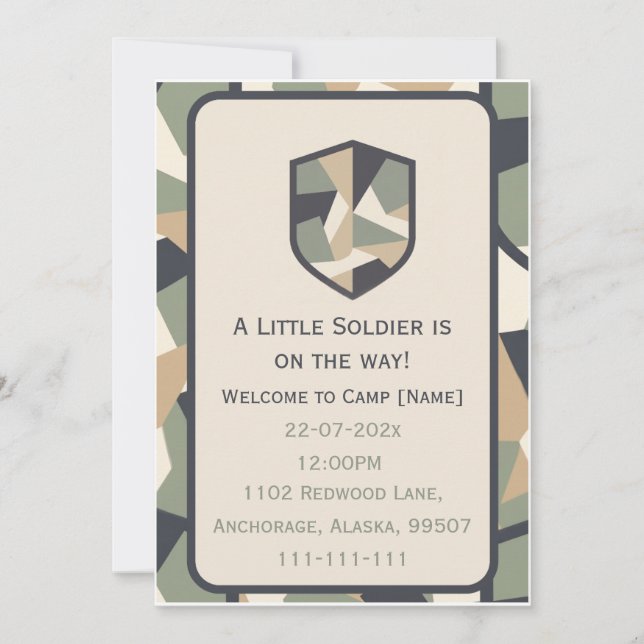 Invitación Camuflaje geométrico moderno militar (Anverso)