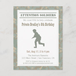 Invitación Camuflaje Impreso Silueta Soldado Fiesta de Cumple