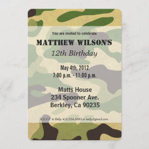 Invitación Camuflaje militar