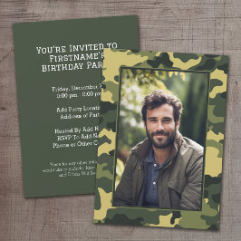 Invitación camuflaje militar Cumpleaños con foto