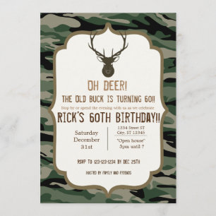 Invitación Camuflaje - Oh ciervo - el viejo dólar está girand