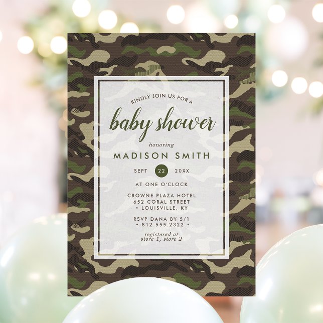 Invitación Camuflaje Verde Camo Fiesta de Bebé Niño (Subido por el creador)