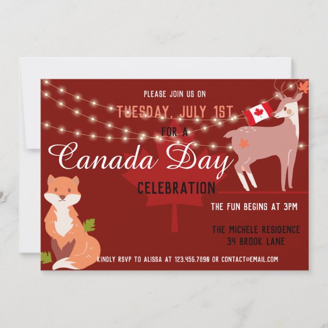 Invitación Canada Day Celebration Invitation Independence (Anverso)