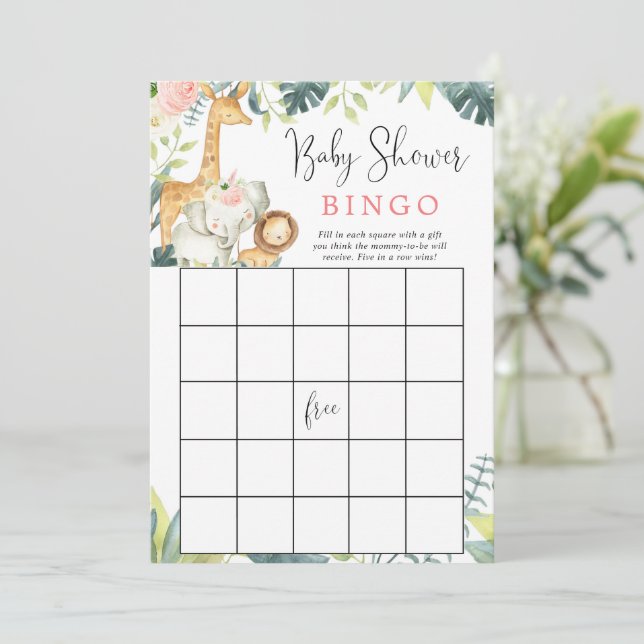 Invitación Canales de Safari chica juego de bingo de ducha pa (Anverso de pie)