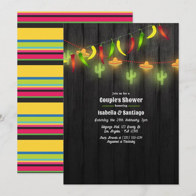 Invitación Canales festivos iluminan la ducha de la pareja Fi (Anverso / Reverso)