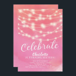 Invitación Canales Luces rosadas Sweet 16th Birthday Invitati<br><div class="desc">Una cadena moderna ilumina una dulce invitación de 16 años en un fondo color agua rosa.  Vea nuestra acuarela correspondiente para un toque especial.</div>