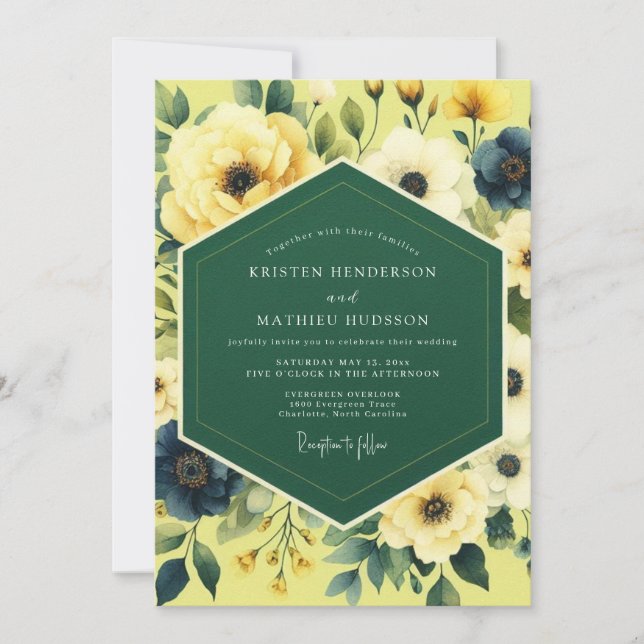 Invitación Canary Indigo Painterly Wedding (Anverso)